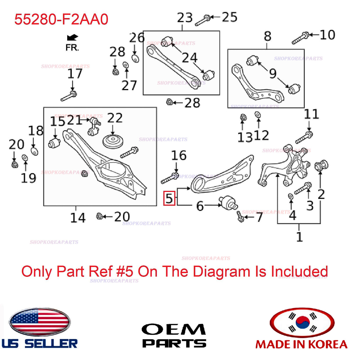 GENUINE Rear Trailing Control Arm RIGHT Passenger OEM⭐ Hyundai Elantra Kia Forte