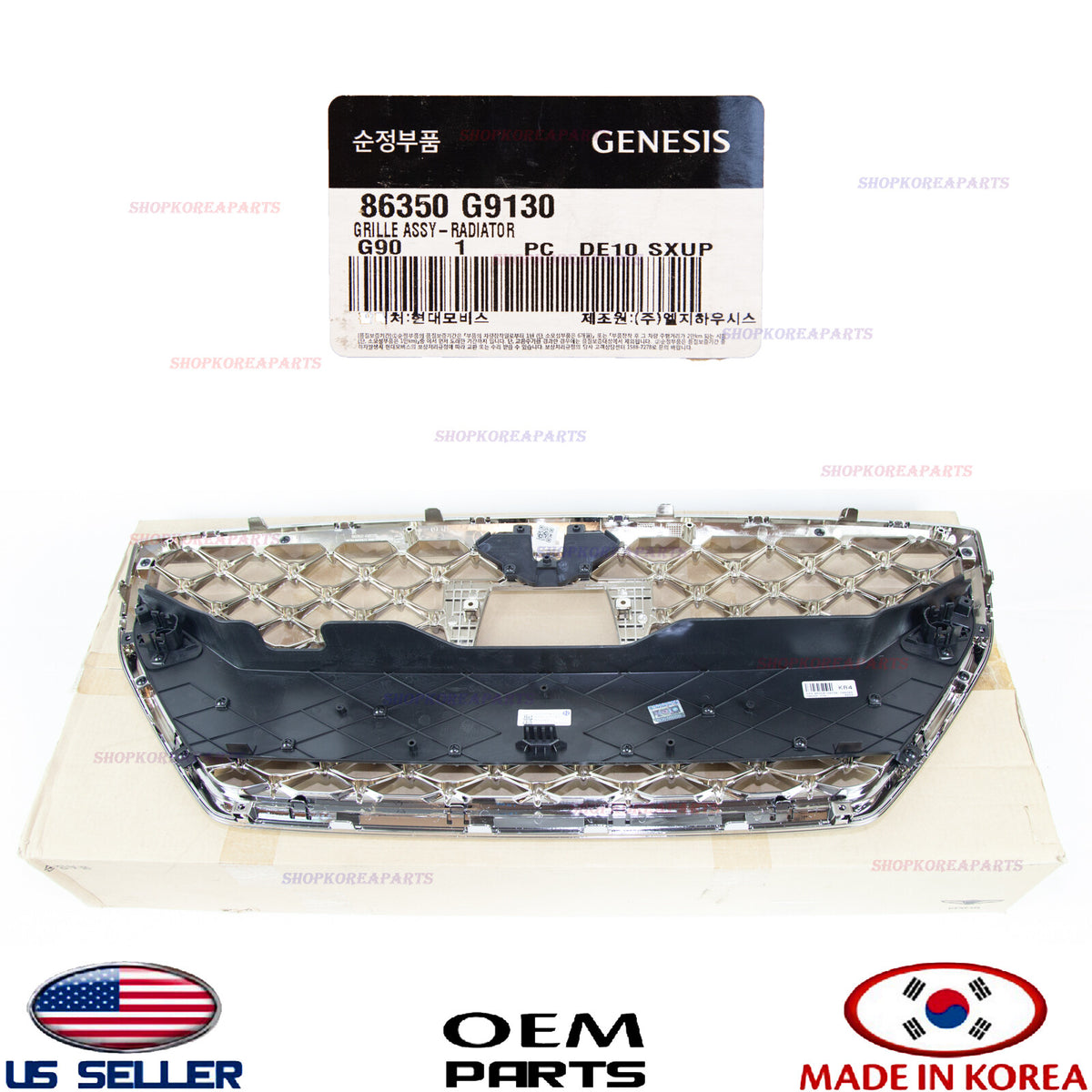 FRONT GRILLE ASSY RADIATOR GENUINE GENESIS G70 2019-2021 W/Hole Parking / camera