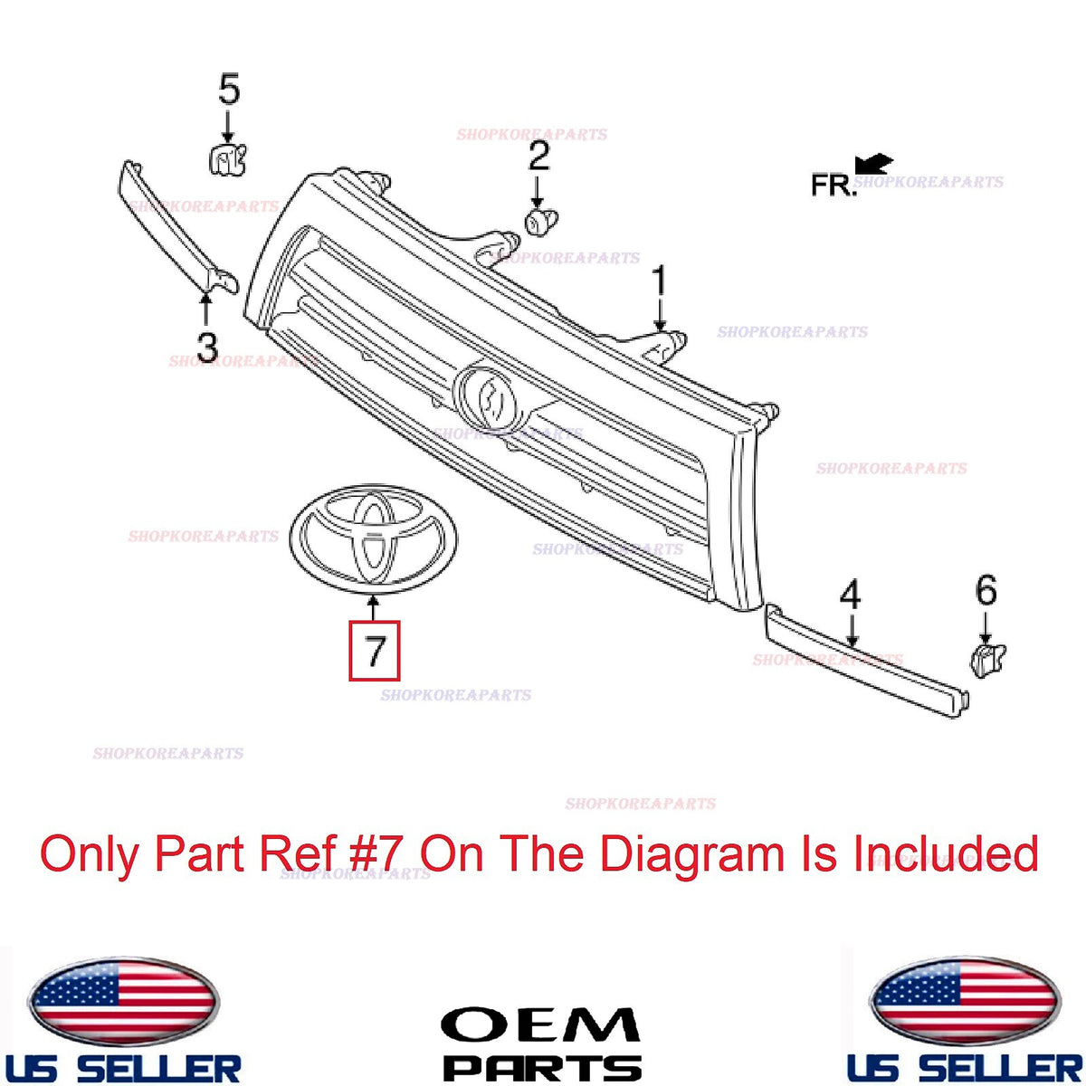 GENUINE Front Grille Emblem Logo Symbol OEM⭐ Toyota 4Runner 1996-1998 7531135140