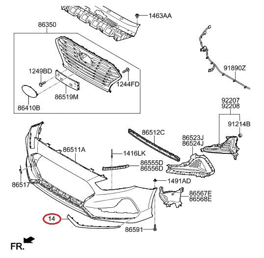 GENUINE Chrome Front Bumper Lower Molding Left Driver Side OEM Sonata SE 2018-19