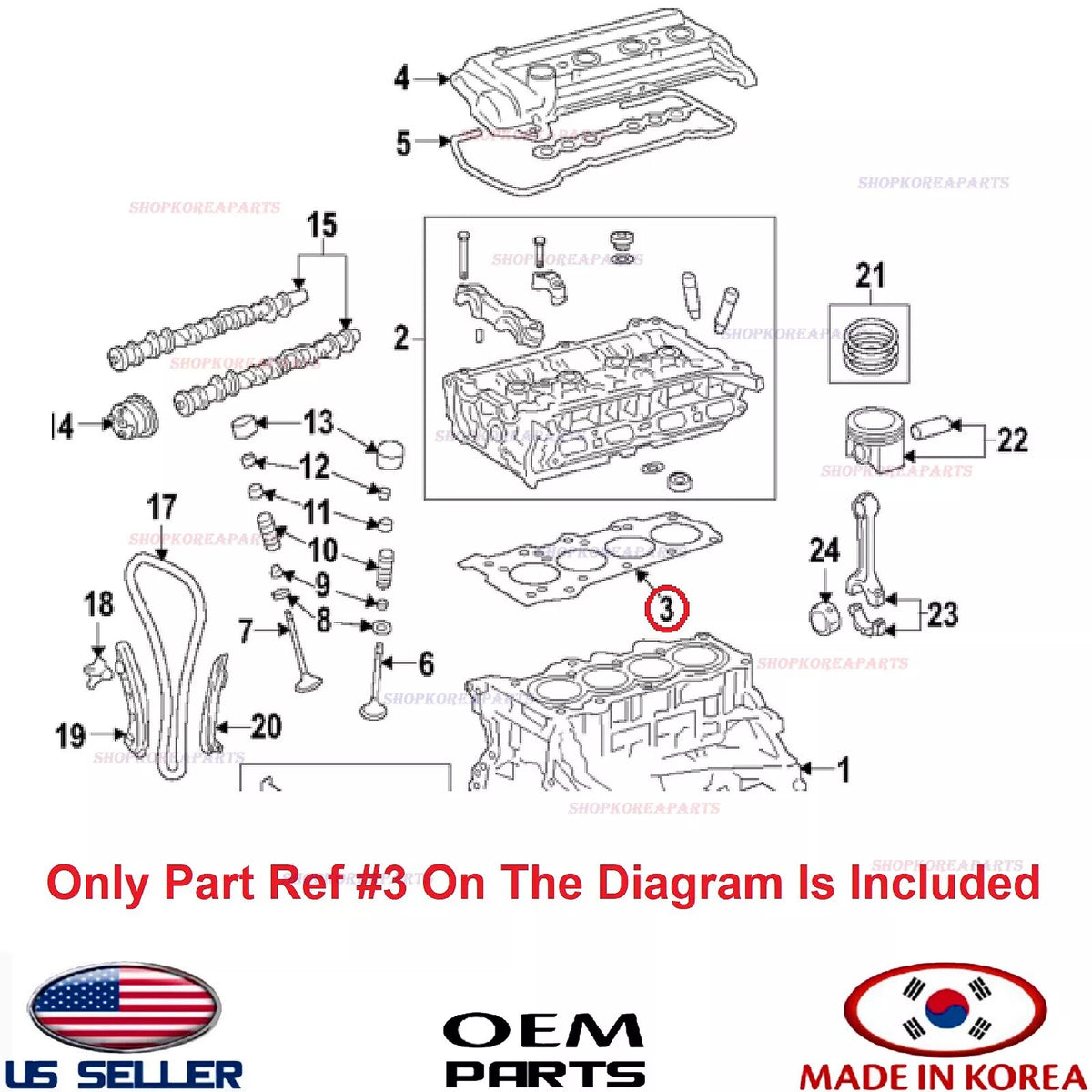 GENUINE Engine Cylinder Head Gasket ⭐ Hyundai Kia 1.6L Turbo 2015-2026 *See List