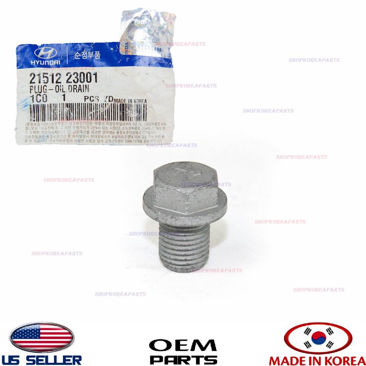 GENUINE Engine Oil Drain Plug OEM for Various Hyundai Kia Models 2151223001