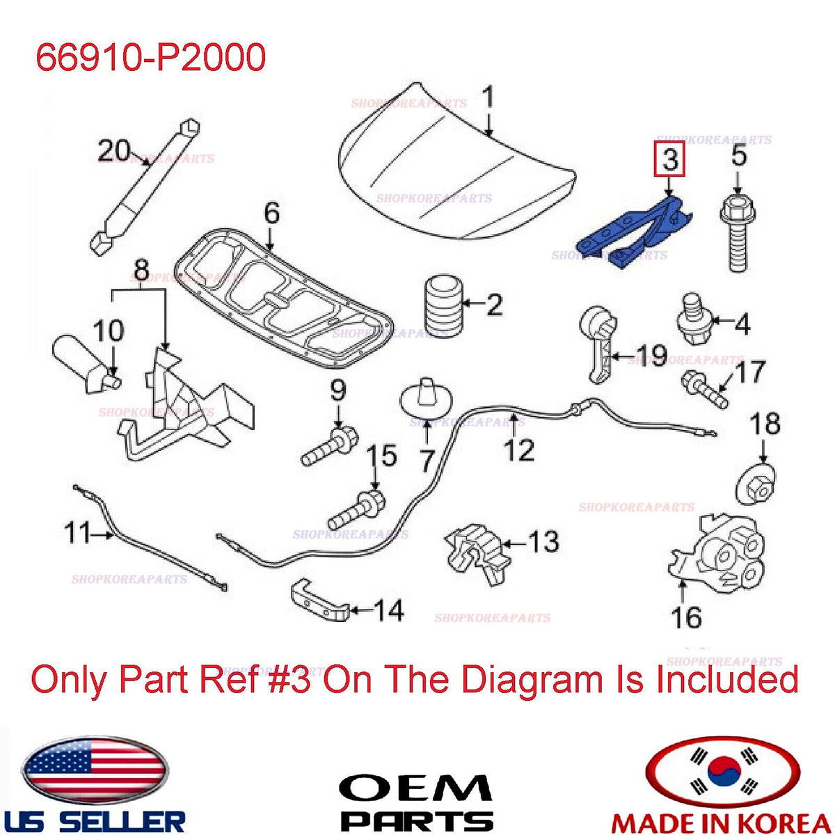 GENUINE Hood Hinge LEFT Driver Side ⭐OEM⭐ Kia Sorento 2021-2025 66910P2000