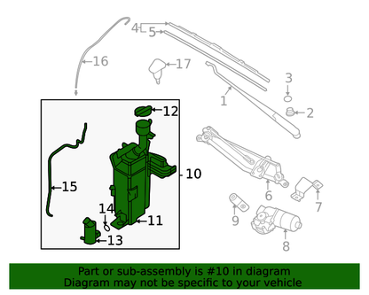 GENUINE Reservoir Tank w/ Washer Pump for 2021-2023 Hyundai Elantra 98610AA000