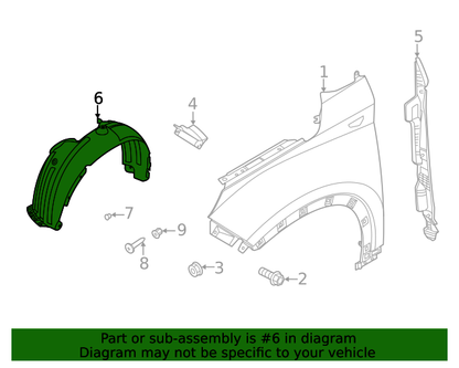 GENUINE Front Fender Liner LEFT DRIVER for 2020-2022 Hyundai Venue 86811K2000