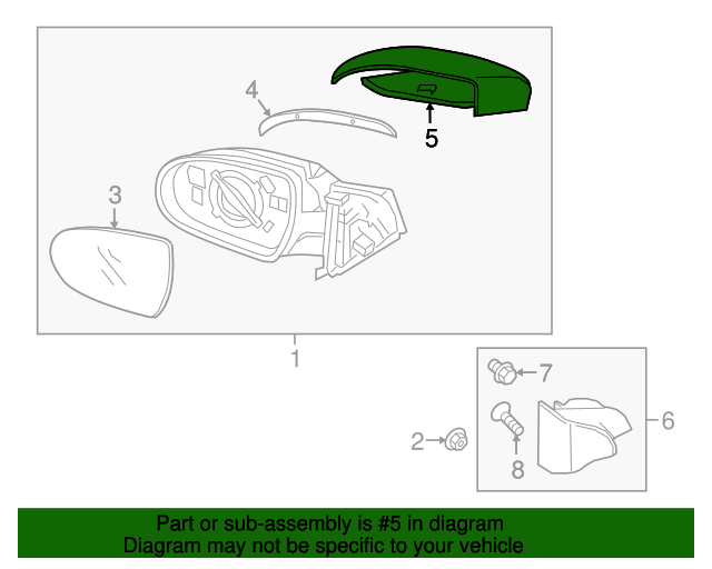 GENUINE Mirror Cover LEFT DRIVER for 17-20 Hyundai Elantra Sedan 87616F2000PR2