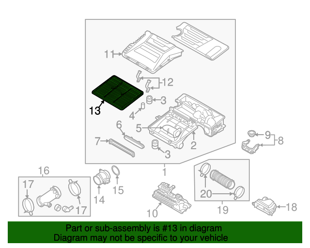 GENUINE Air Cleaner Filter for 2017-2021 Hyundai Ioniq Kia Niro 28113G2100