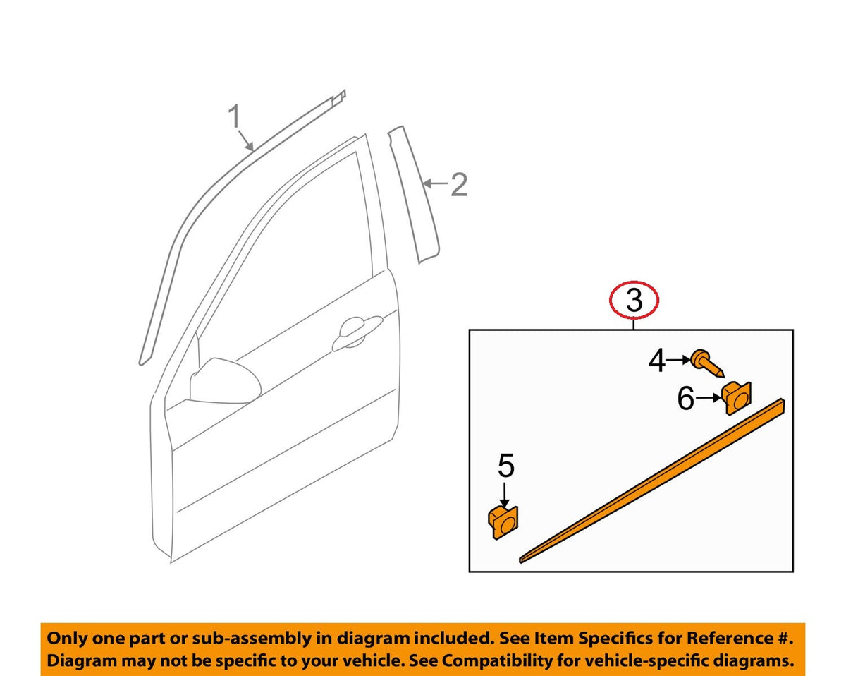 Genuine Front Door Body Side Molding Left Driver Side OEM Kia Spectra 2004-2009