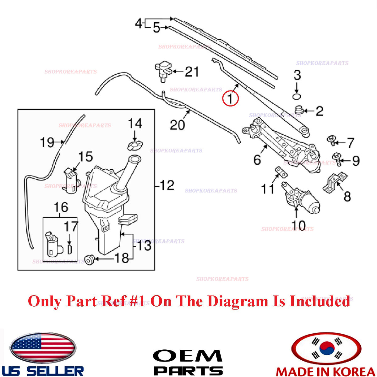 Genuine Wiper Arm Windshield RIGHT Passenger Side OEM HYUNDAI ELANTRA 2017-2020