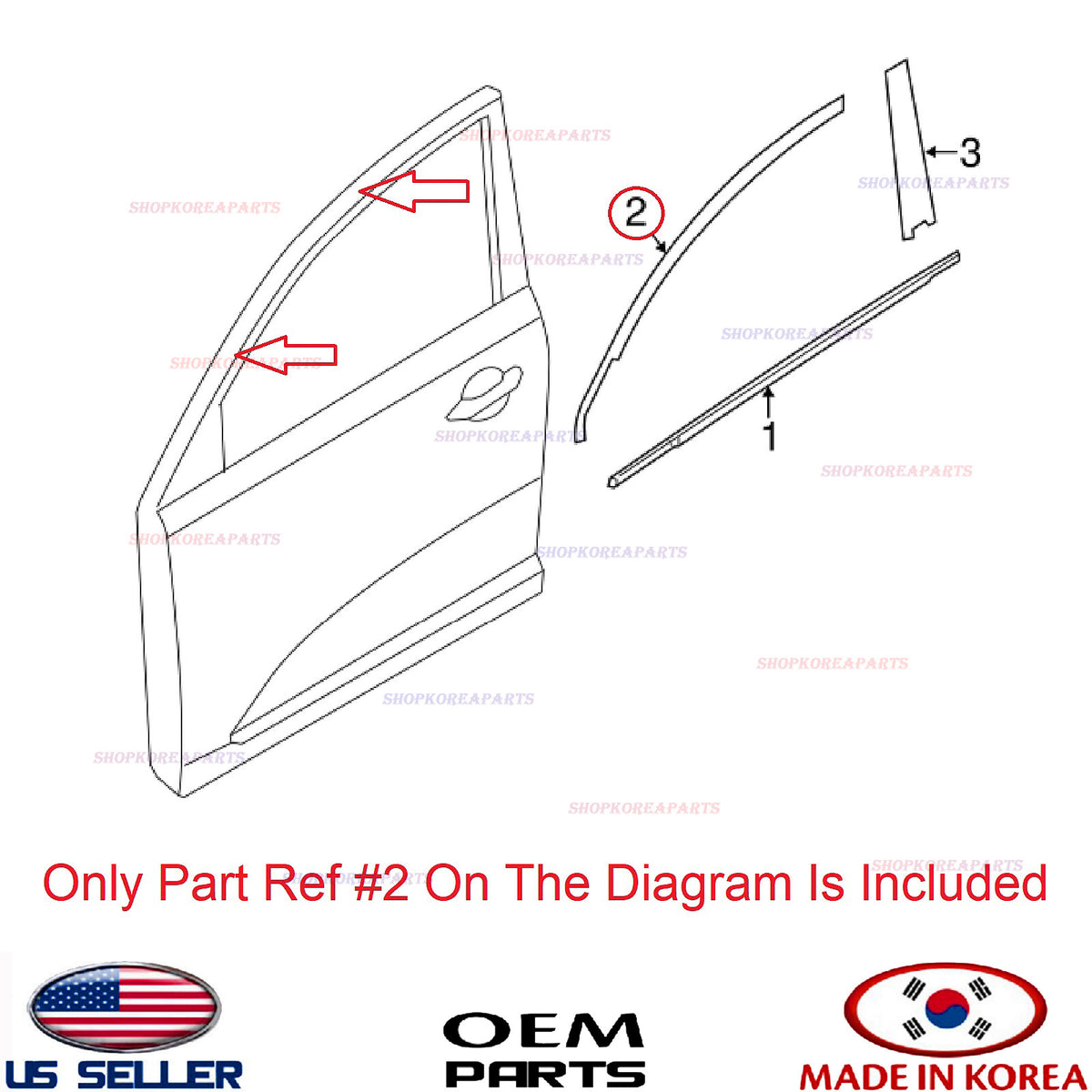 Genuine Upper Outside Moulding Door Front Chrome Passenger OEM Sportage 2017-22