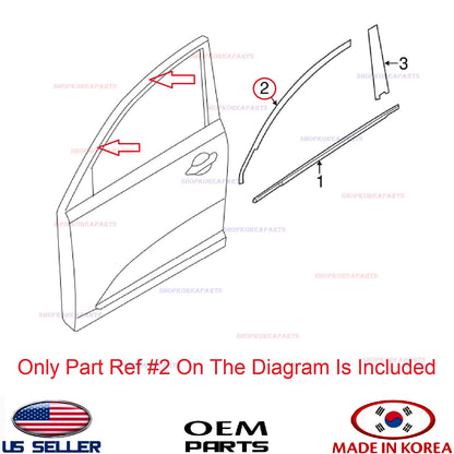 Genuine Upper Outside Moulding Door Front Chrome Passenger OEM Sportage 2017-22