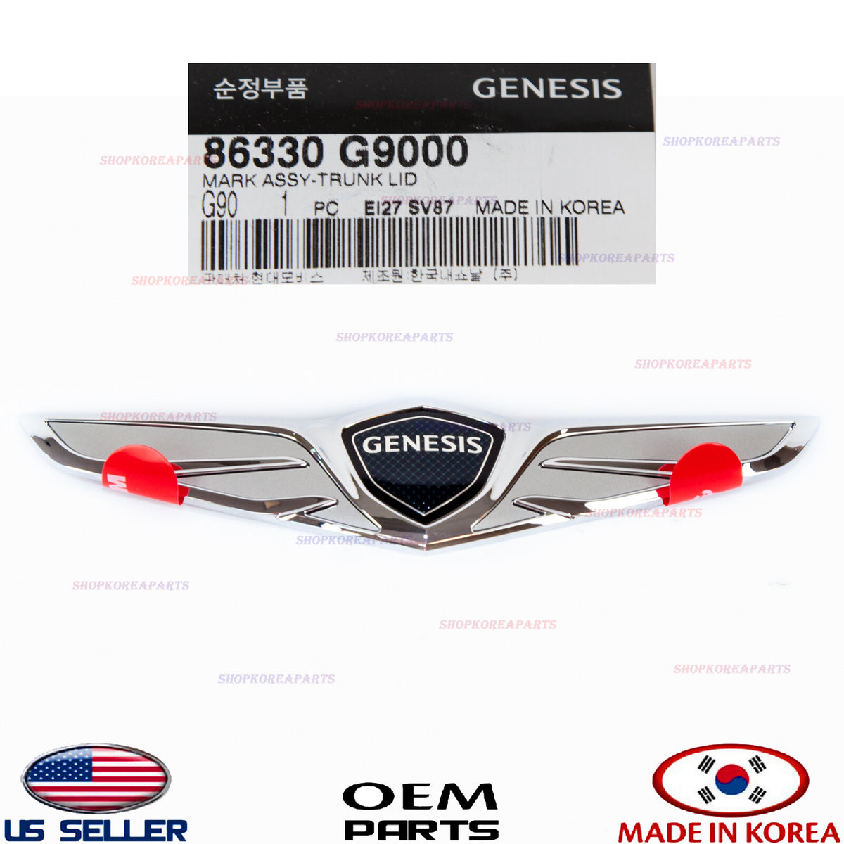 Genuine Rear Trunk Wing Emblem Tail Gate Wing Emblem OEM Genesis G70 2019-2021