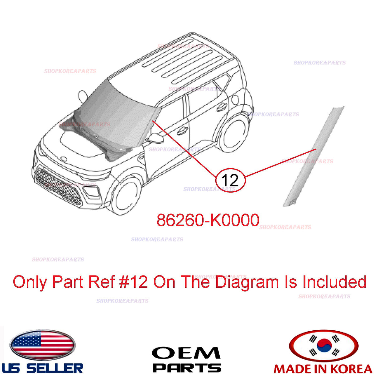 Genuine Windshield Trim Pillar Molding RIGHT Passenger Side OEM Soul 2020-2024