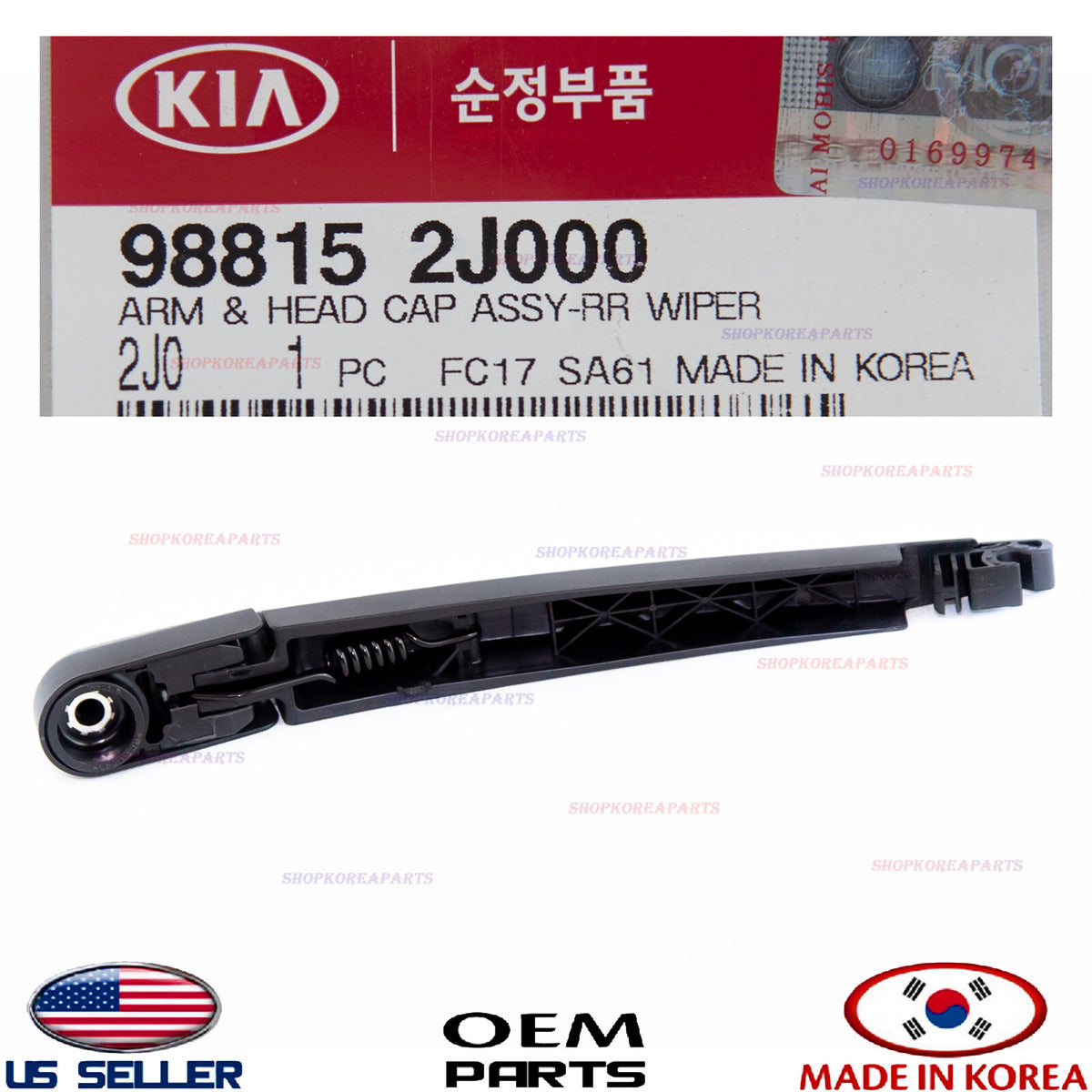GENUINE Rear Window Wiper Arm & Cap OEM TUCSON 16-20 BORREGO 09-11 FORTE5 11-13