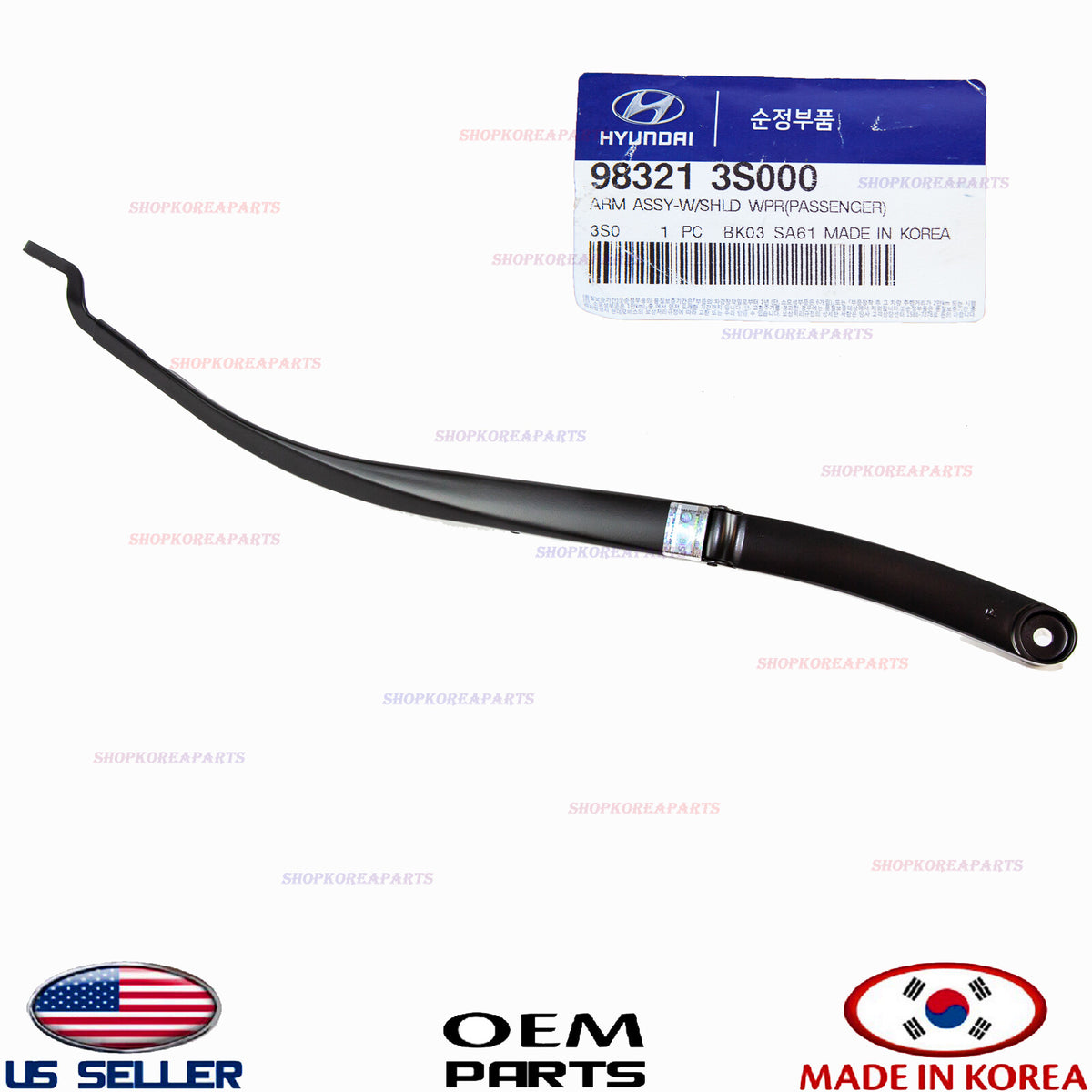 WIPER ARM WINDSHIELD RIGHT PASSENGER SIDE GENUINE! SONATA 2011-2014 983213S000