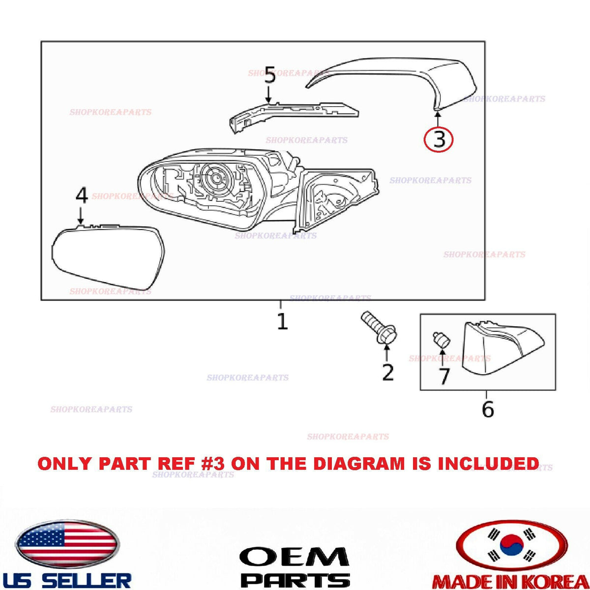 Genuine Mirror Cover Cap BLACK Passenger Side ⭐OEM⭐ KIA SPORTAGE 2017-2022