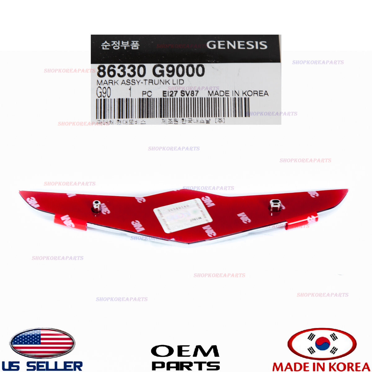 Genuine Rear Trunk Wing Emblem Tail Gate Wing Emblem OEM Genesis G70 2019-2021