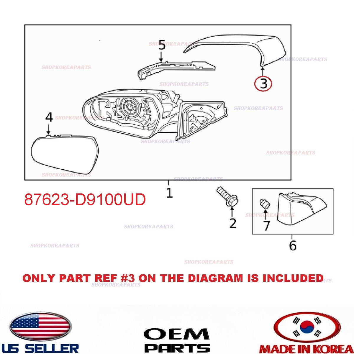 Genuine Mirror Cover Cap WHITE Passenger Side ⭐OEM⭐ KIA SPORTAGE 2017-2022