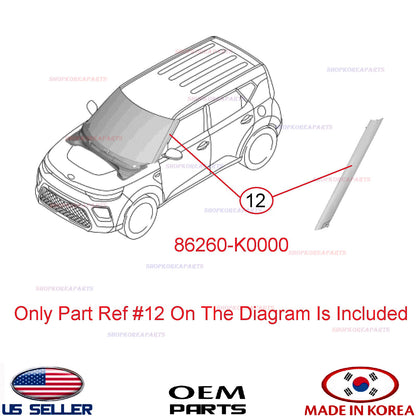 Genuine Windshield Trim Pillar Molding RIGHT Passenger Side OEM Soul 2020-2024