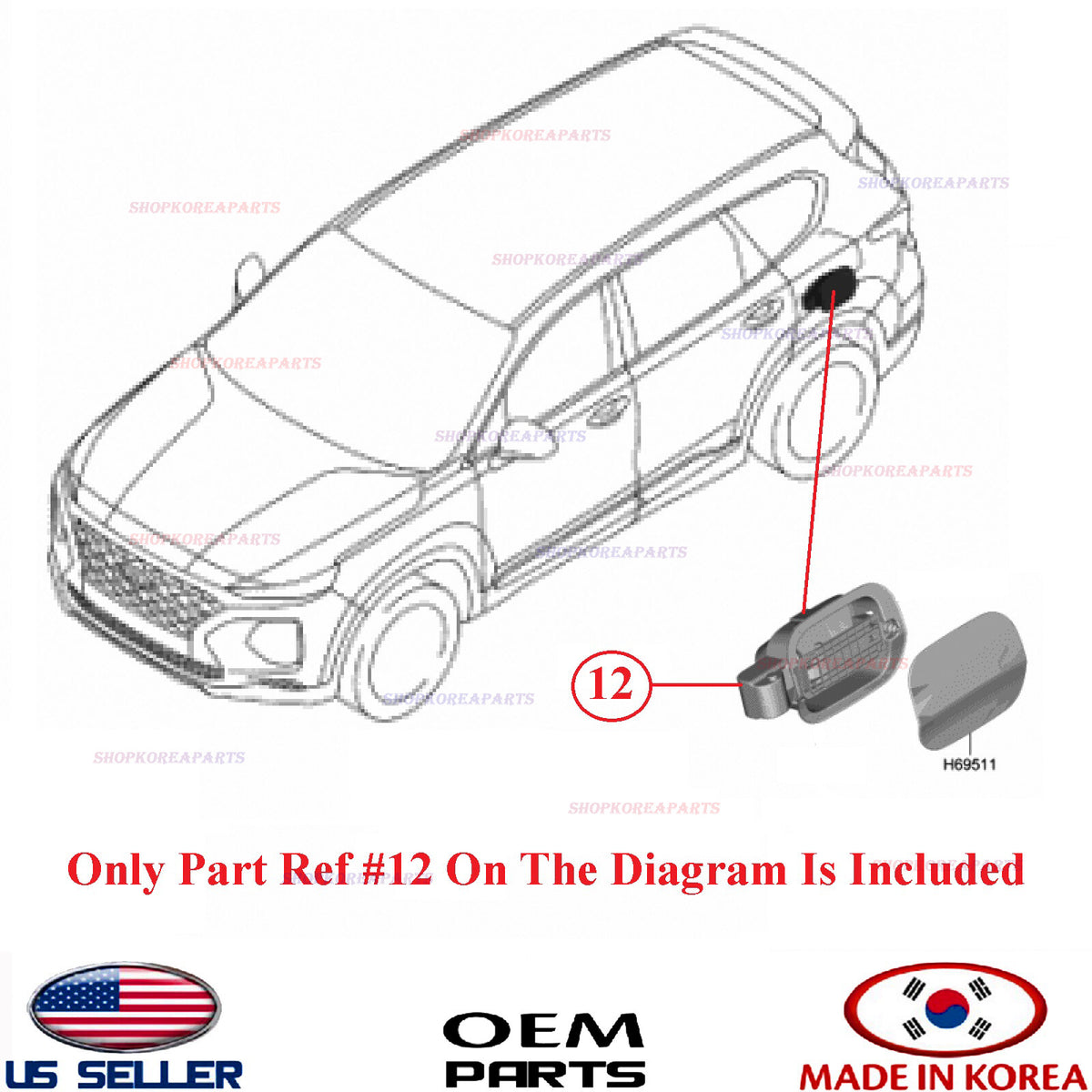 Genuine Fuel Filler Door Housing ⭐OEM⭐ HYUNDAI SANTA FE 2019-2023 81595S1010