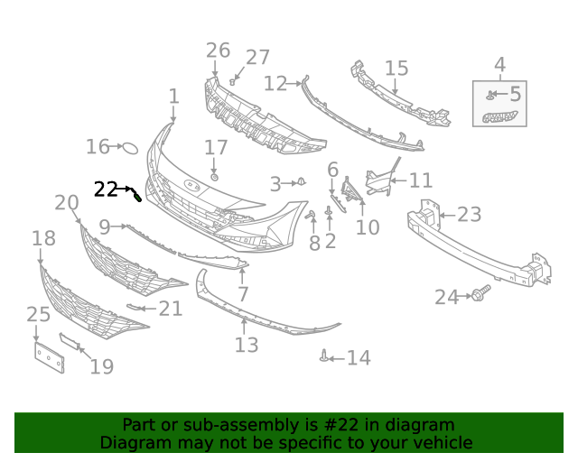 GENUINE Front Bumper Tow Hook Cap Cover for 21-23 Hyundai Elantra 86517AA000
