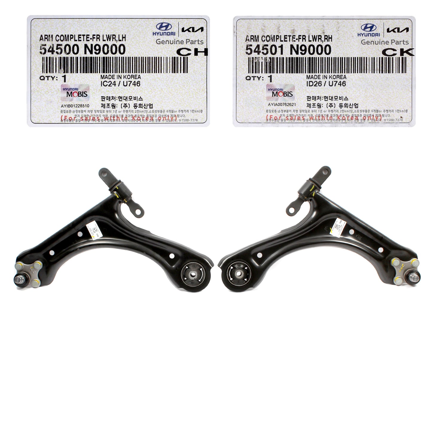 GENUINE Front Control Arms LEFT & RIGHT for 22-23 Tucson Sportage 54501N9000