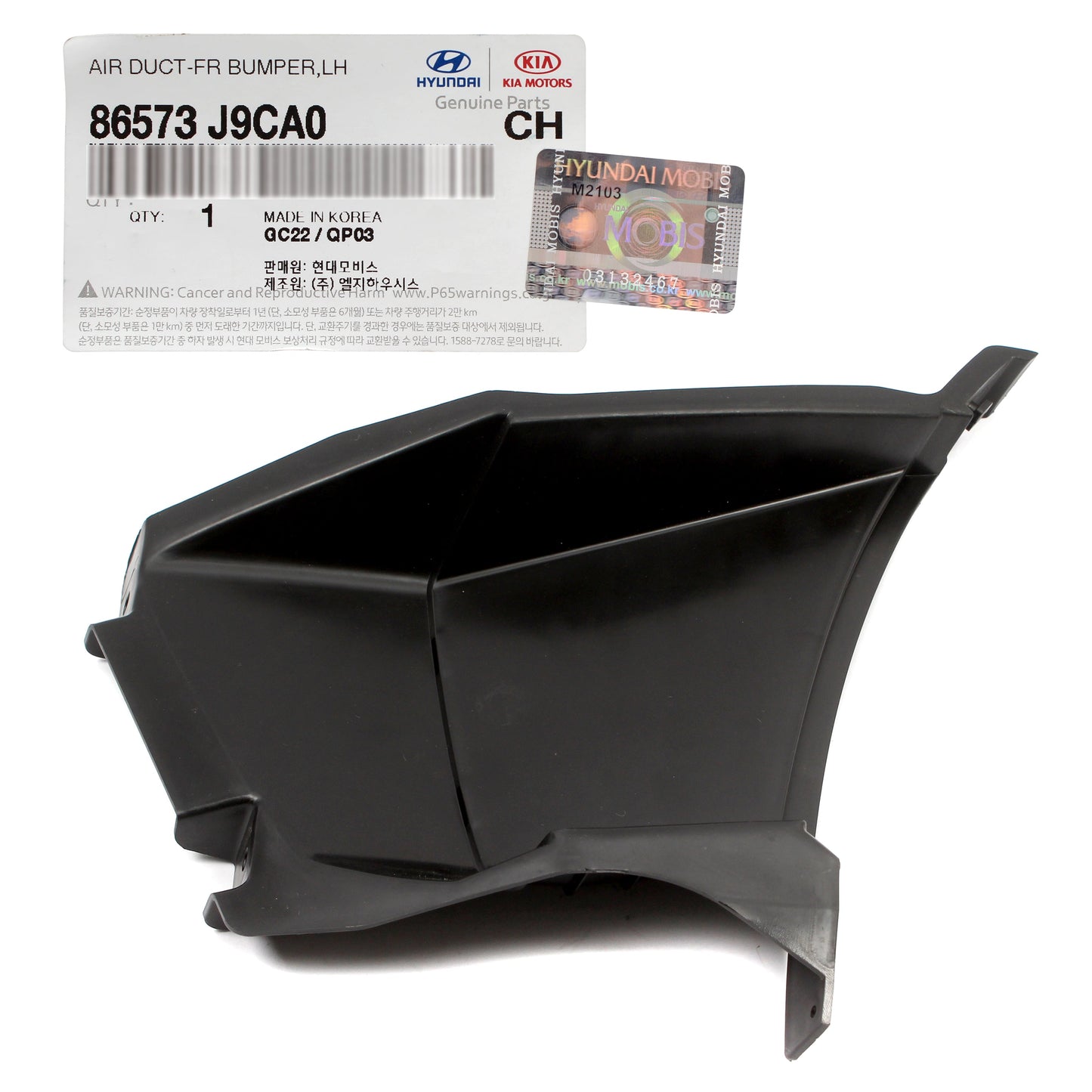 GENUINE Front Bumper Air Duct LEFT DRIVER for 2022-23 Hyundai Kona 86573J9CA0