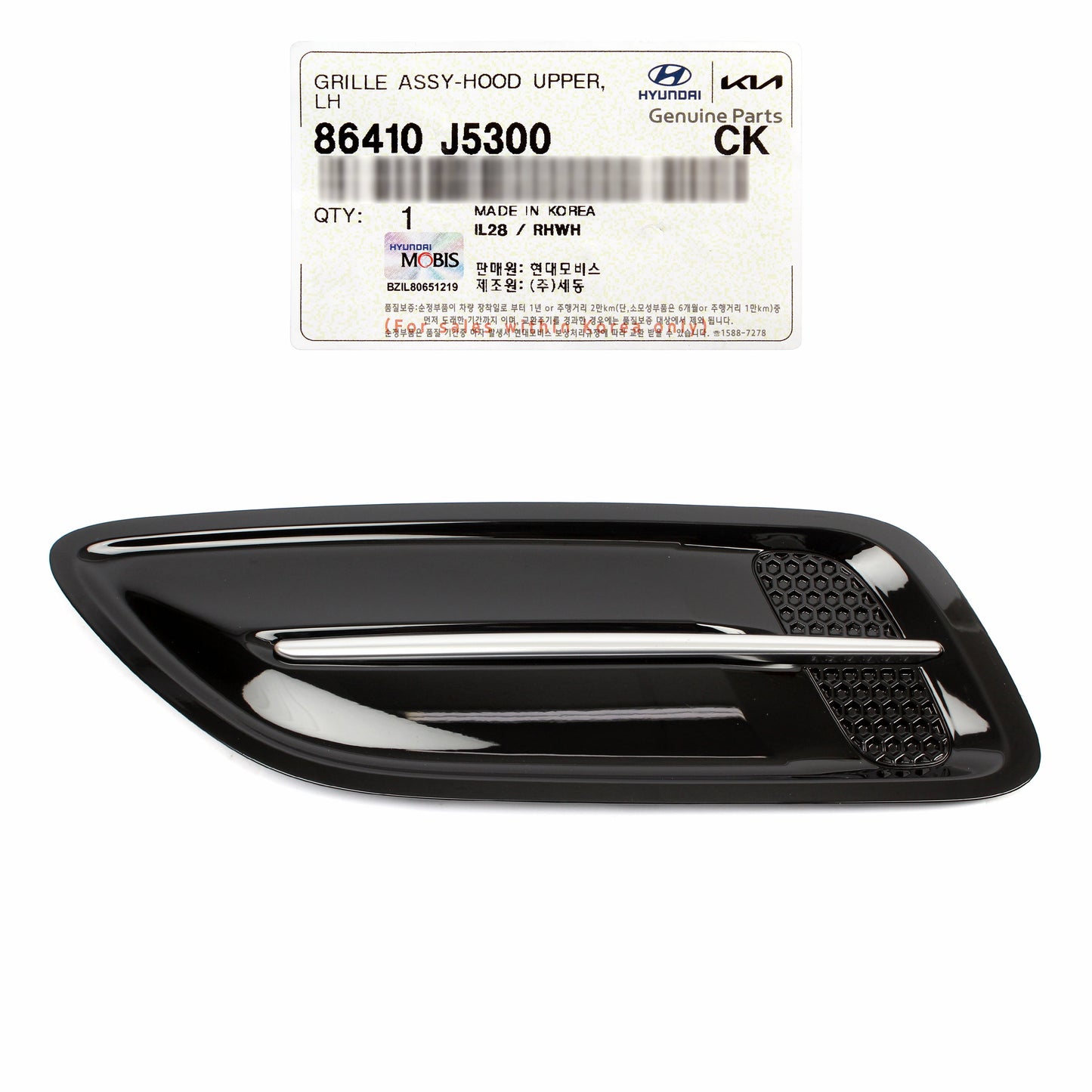 GENUINE Hood Vent Grille LEFT DRIVER LH for 2018-2023 Kia Stinger 86410J5300