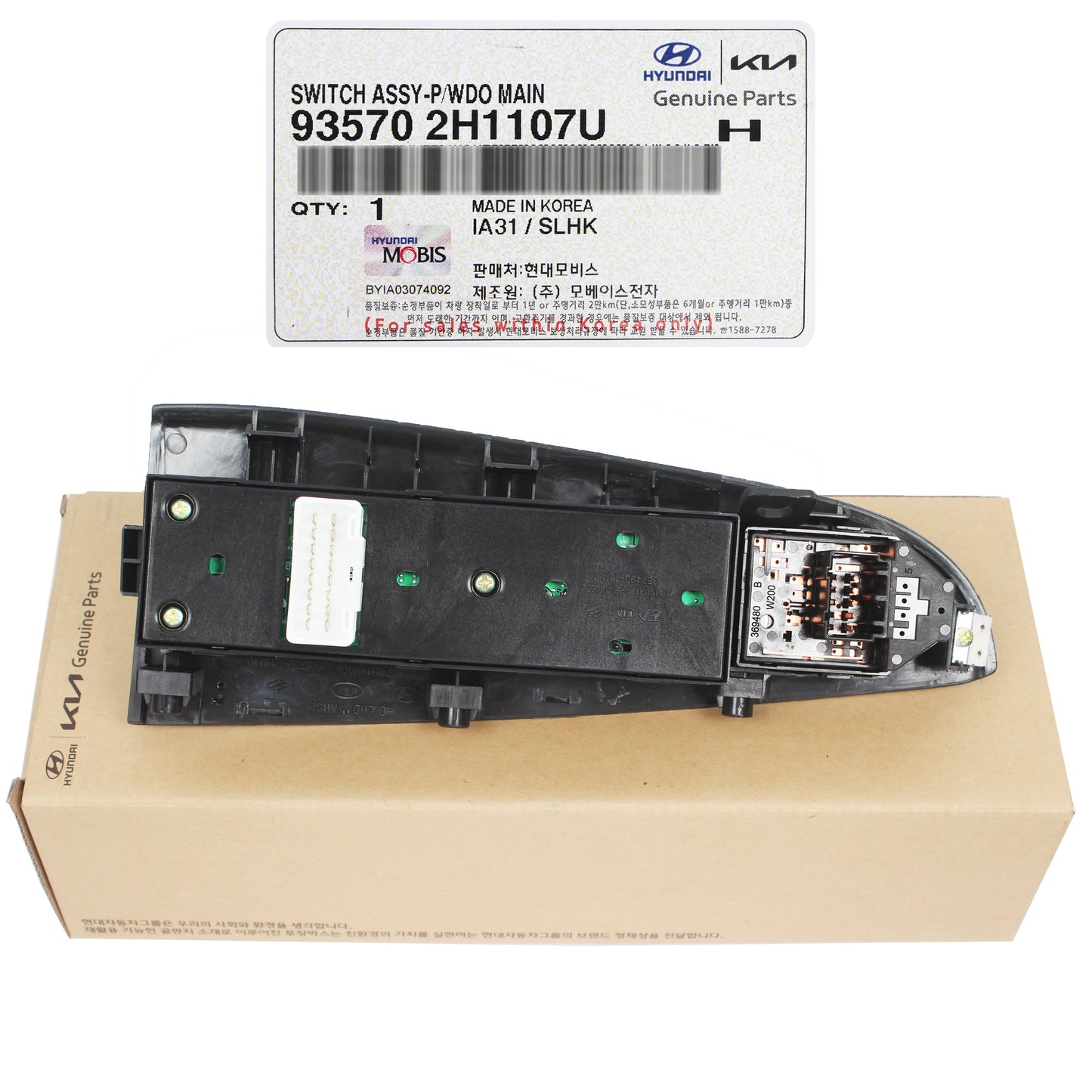 GENUINE Power Window Switch FRONT LEFT for 07-10 Hyundai Elantra 935702H1107U