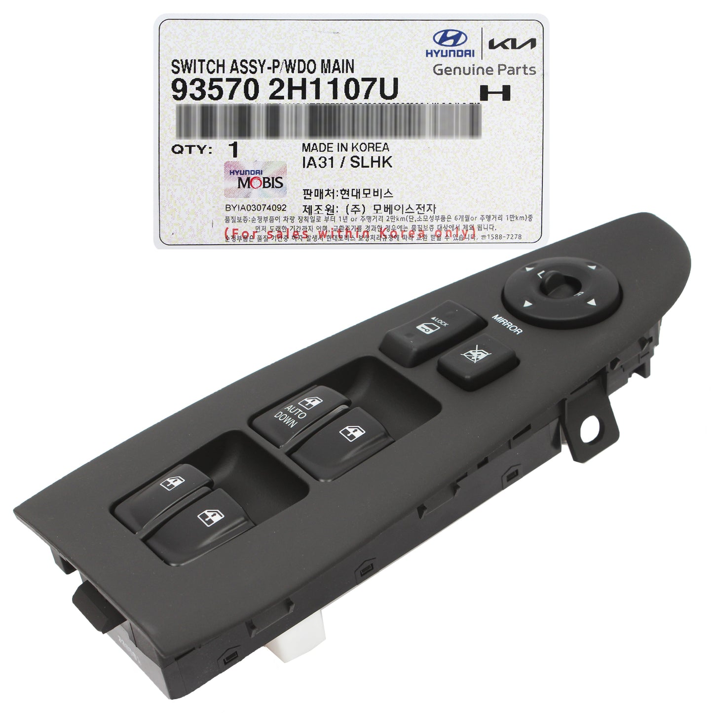 GENUINE Power Window Switch FRONT LEFT for 07-10 Hyundai Elantra 935702H1107U