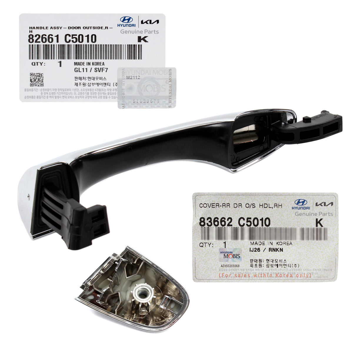 GENUINE Rear Outside Door Handle & Cover RIGHT for 16-20 Kia Sorento 82661C5010