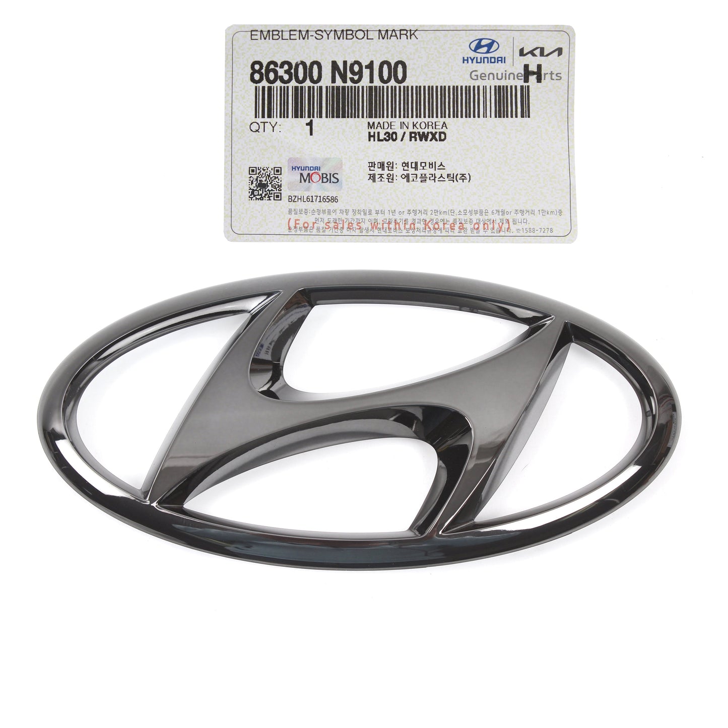 GENUINE Front Grille Emblem BLACK for 2022-2023 Hyundai Tucson 86300N9100