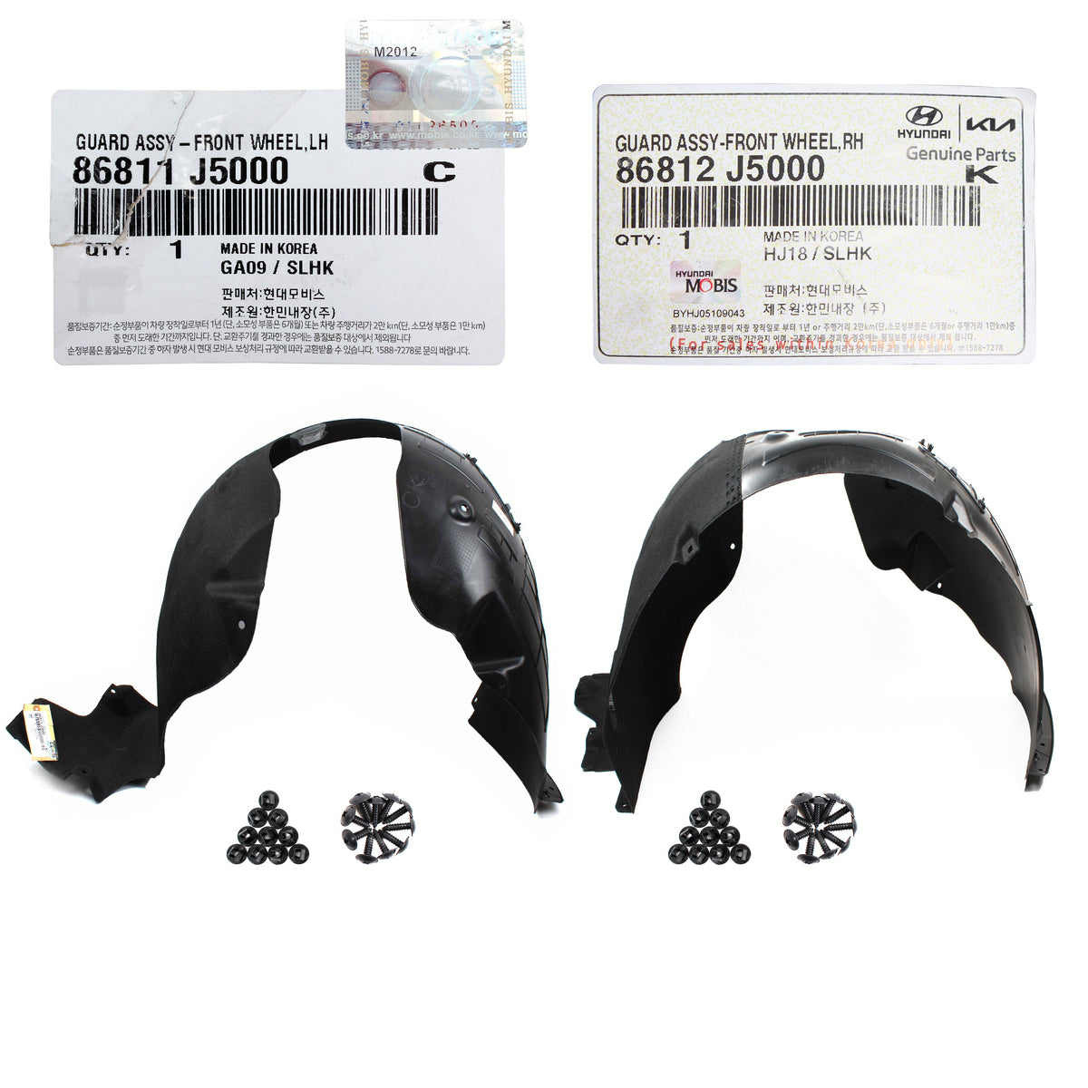 GENUINE Front Fender Liner LEFT & RIGHT for 2018-2021 Kia Stinger 86812J5000