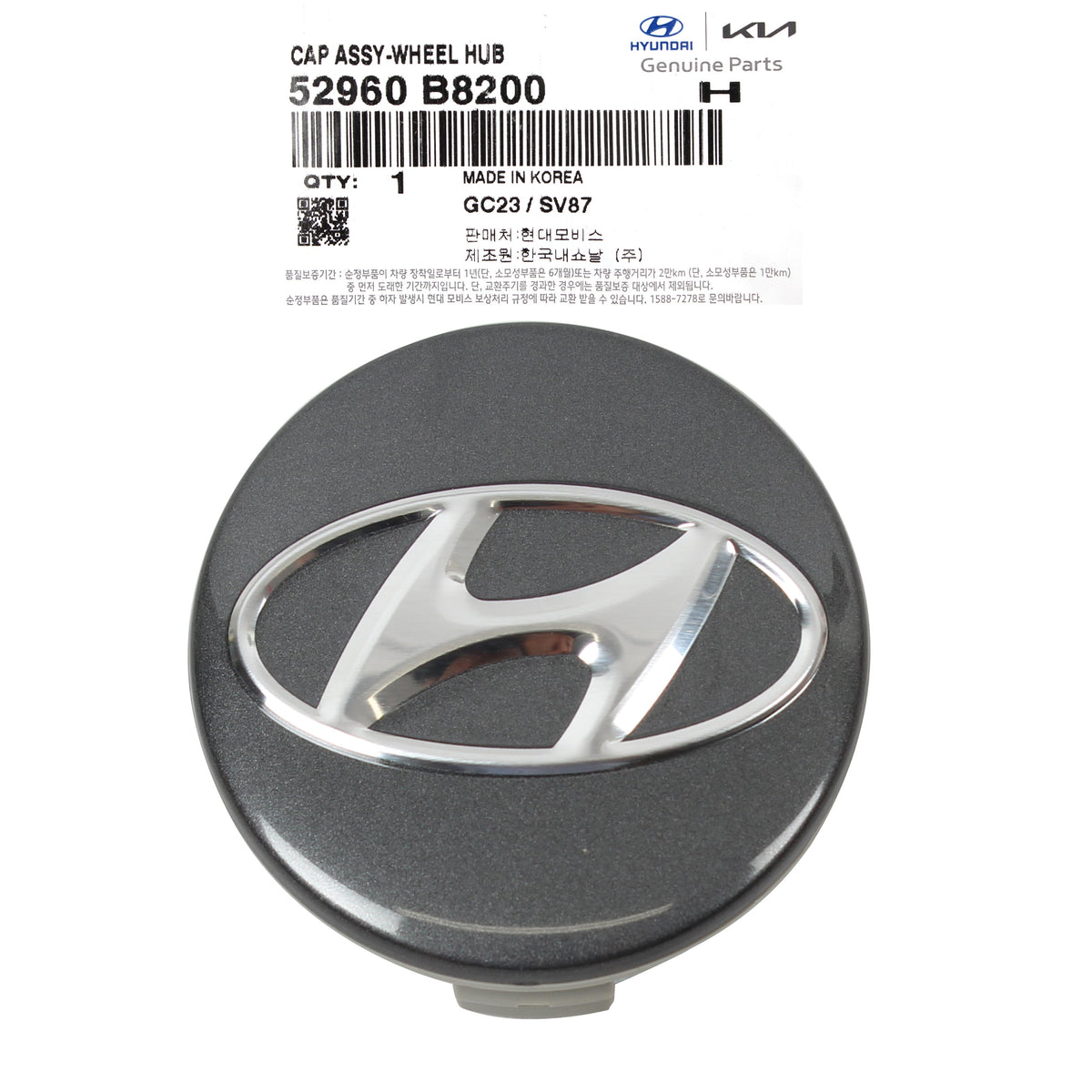 GENUINE Wheel Center Cap Gray 2017-2019 Hyundai Santa Fe 3.3L 52960B8200