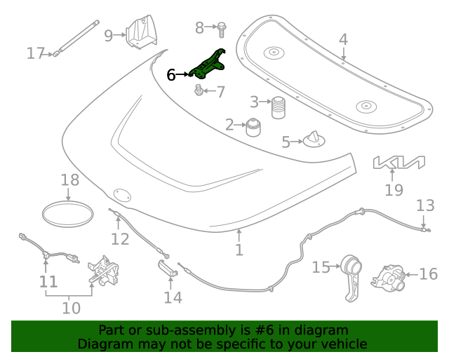 GENUINE Front Hood Hinge RIGHT PASSENGER for 2020-2023 Kia Soul 66920K0000