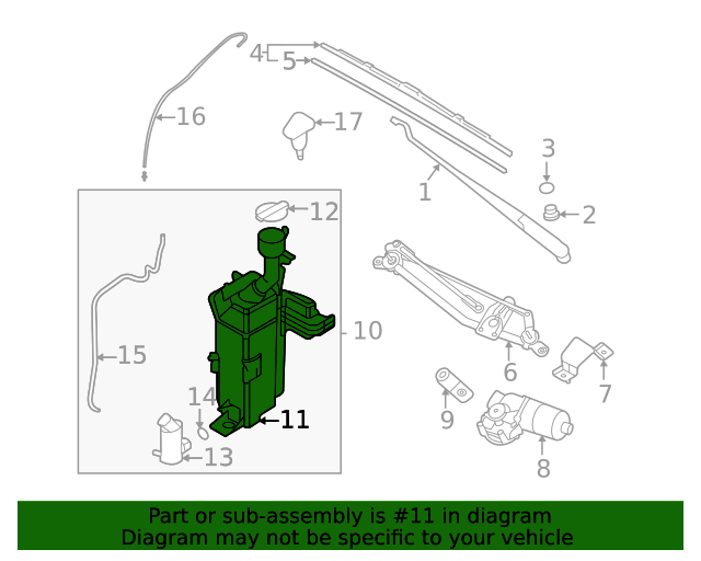 GENUINE Windshield Washer Reservoir for 2021 2022 Hyundai Elantra 98611AA000