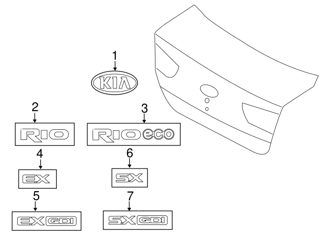 GENUINE OEM Kia Forte Rio 2013-2014 for Rear Trunk Lid Emblem Badge 863201W200