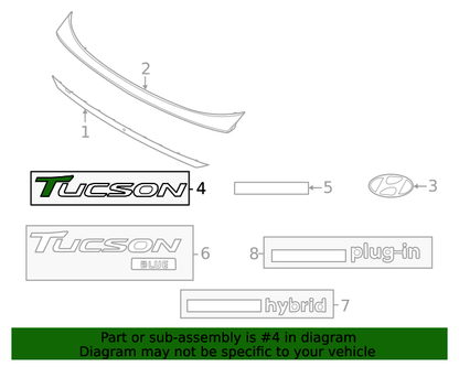 GENUINE Rear Trunk Lid Emblem Nameplate for 2022-2024 Hyundai Tucson 86310N900