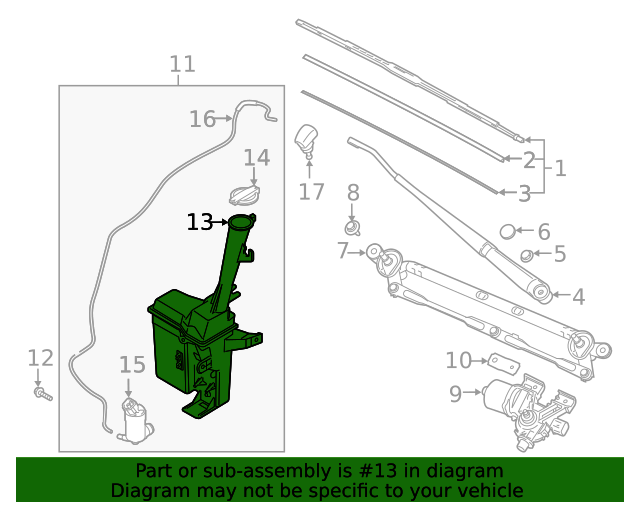 GENUINE OEM Windshield Washer Reservoir for 2020-2022 Hyundai Venue 98611K2000