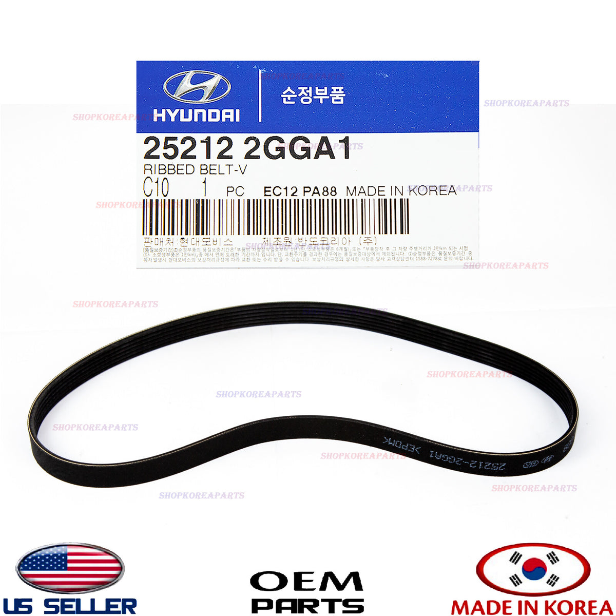 GENUINE Fan Drive Belt V-Ribbed OEM Hyundai Kia 2.0L 2.4L *See compatibility