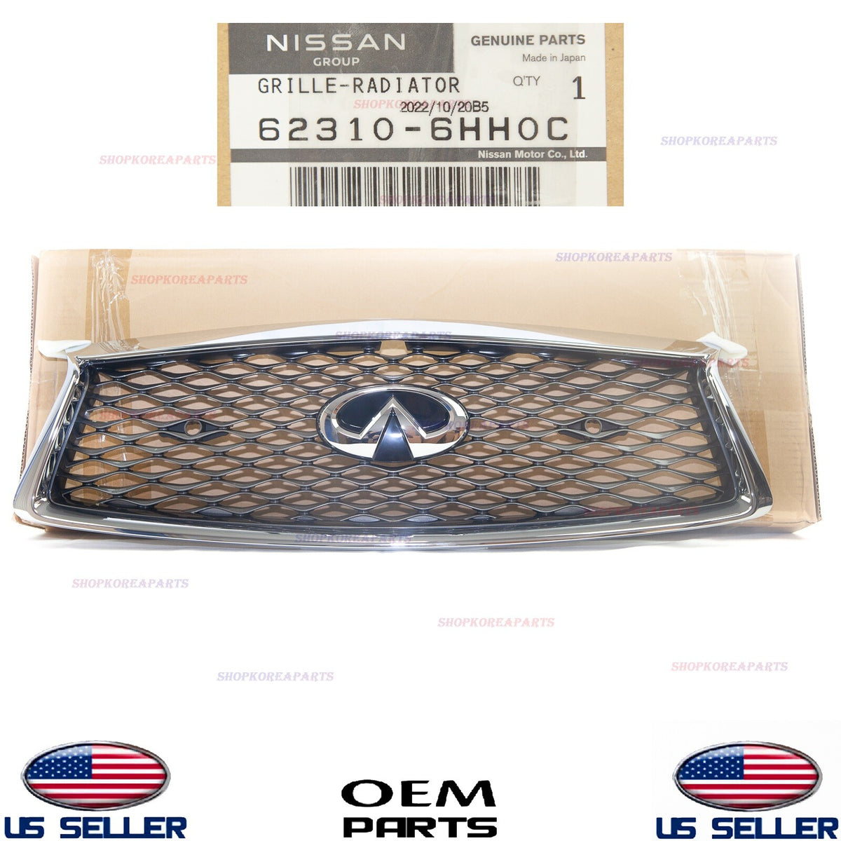 GENUINE Front Radiator Chrome Grille with Emblem OEM Infiniti Q50 2018-2023