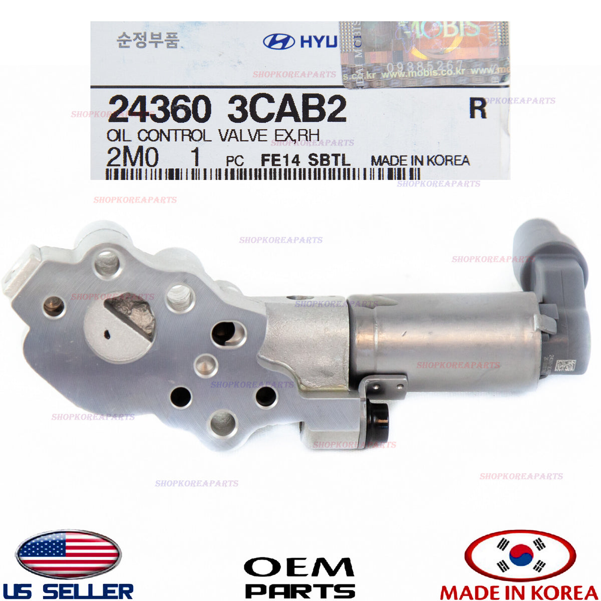 GENUINE OEM Right Exhaust Variable Valve Timing Solenoid Hyundai Kia 24360-3CAB2