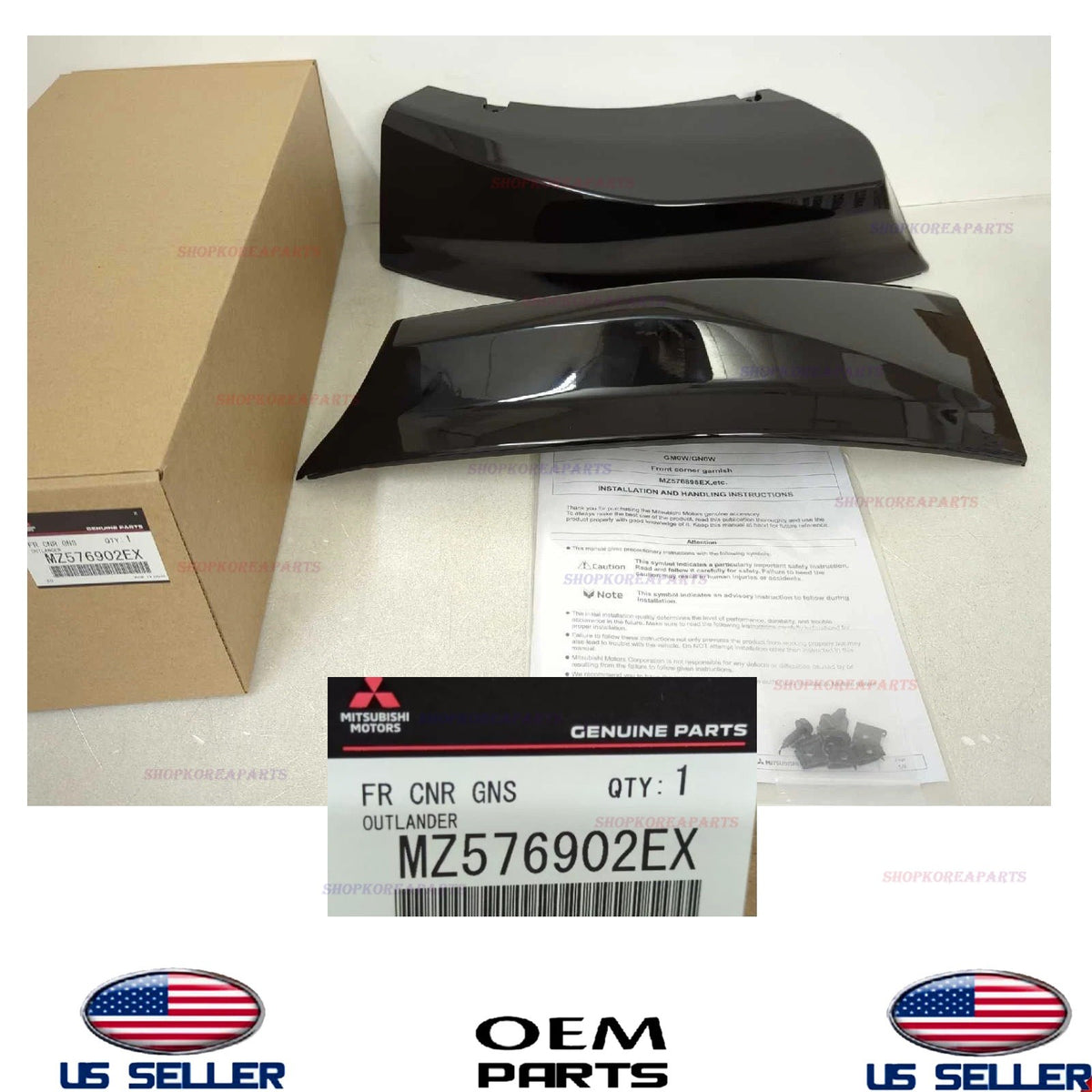 GENUINE OEM Front Lower Corner Effects Black 2022-2025 Mitsubishi Outlander