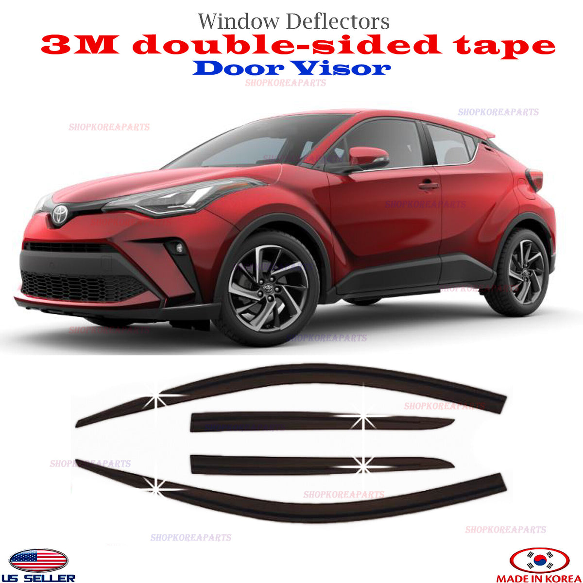 FOR 2018-2021 TOYOTA C-HR CHR TRIM WINDOW VISOR VENT SHADE RAIN GUARD DEFLECTOR