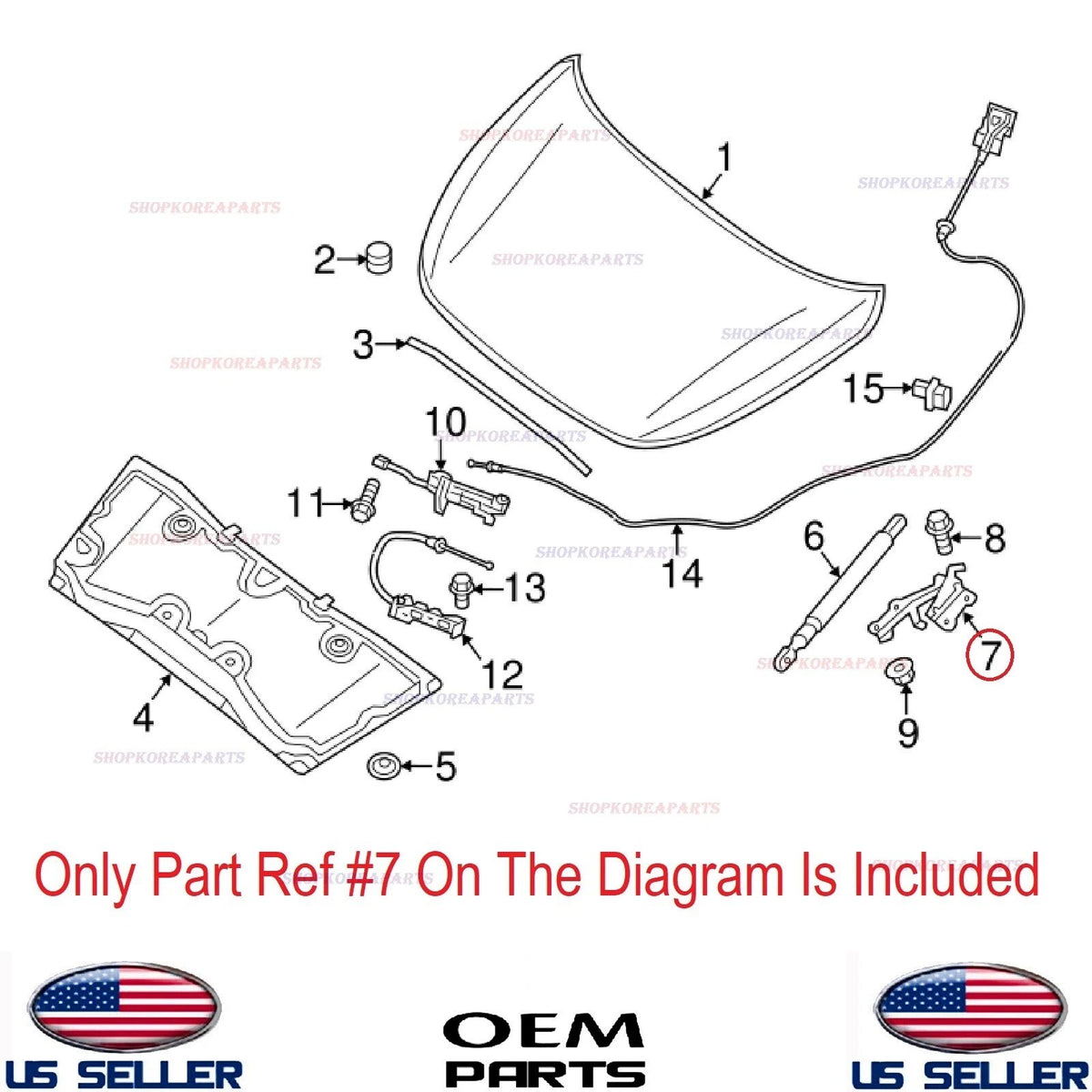 1pcs GENUINE Hood Hinge RIGHT Passenger Side KIA RIO 2018-2023