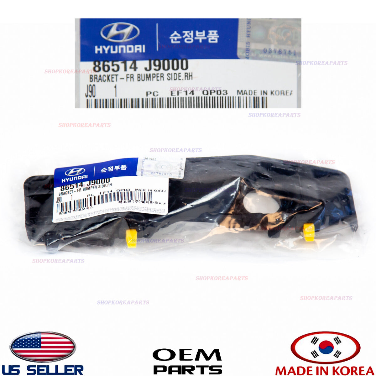 GENUINE Bumper Retainer Bracket Front Right Passenger Side OE Hyundai Kona 18-21