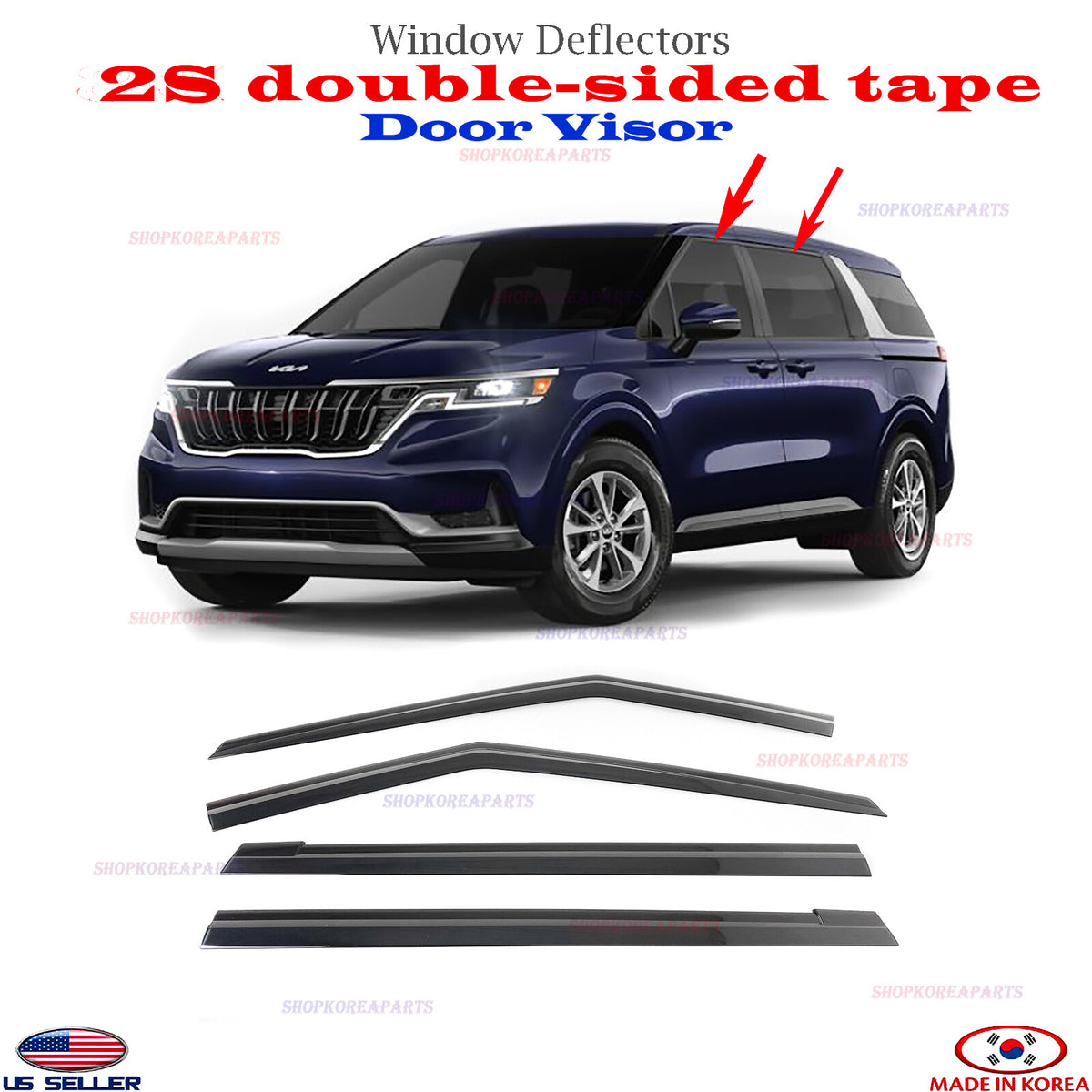 Door Visor Vent Shade Rain Window Guard fits for Kia Carnival 2022-2026 ⭐4pcs⭐