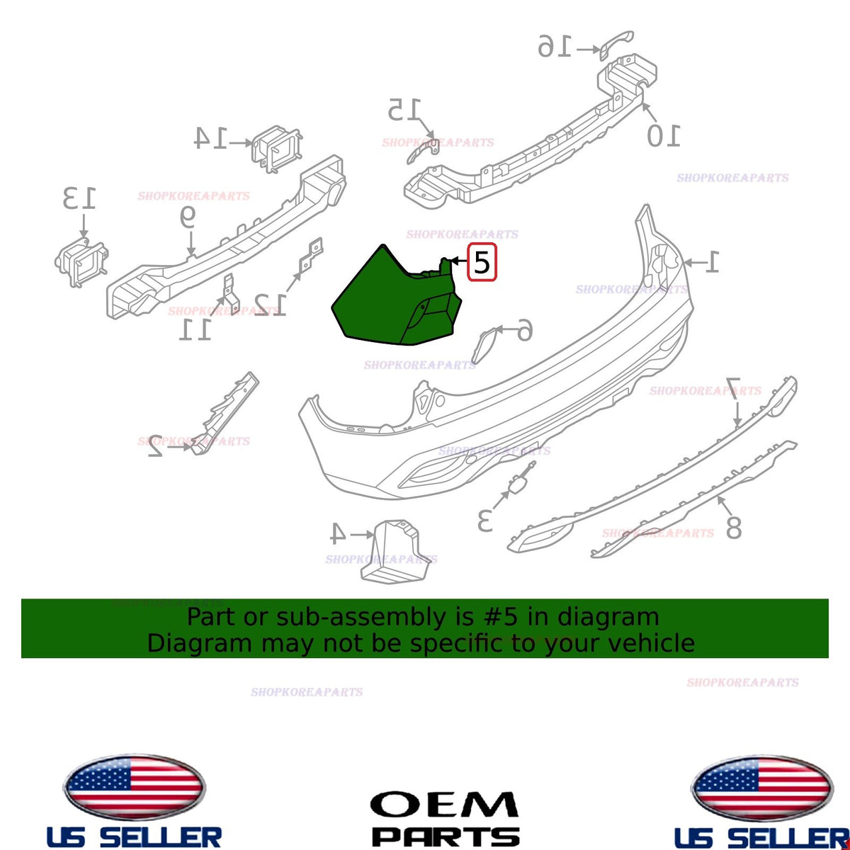 GENUINE OEM Rear Bumper Upper Cover LEFT Driver Side 2021-2023 Kia Seltos