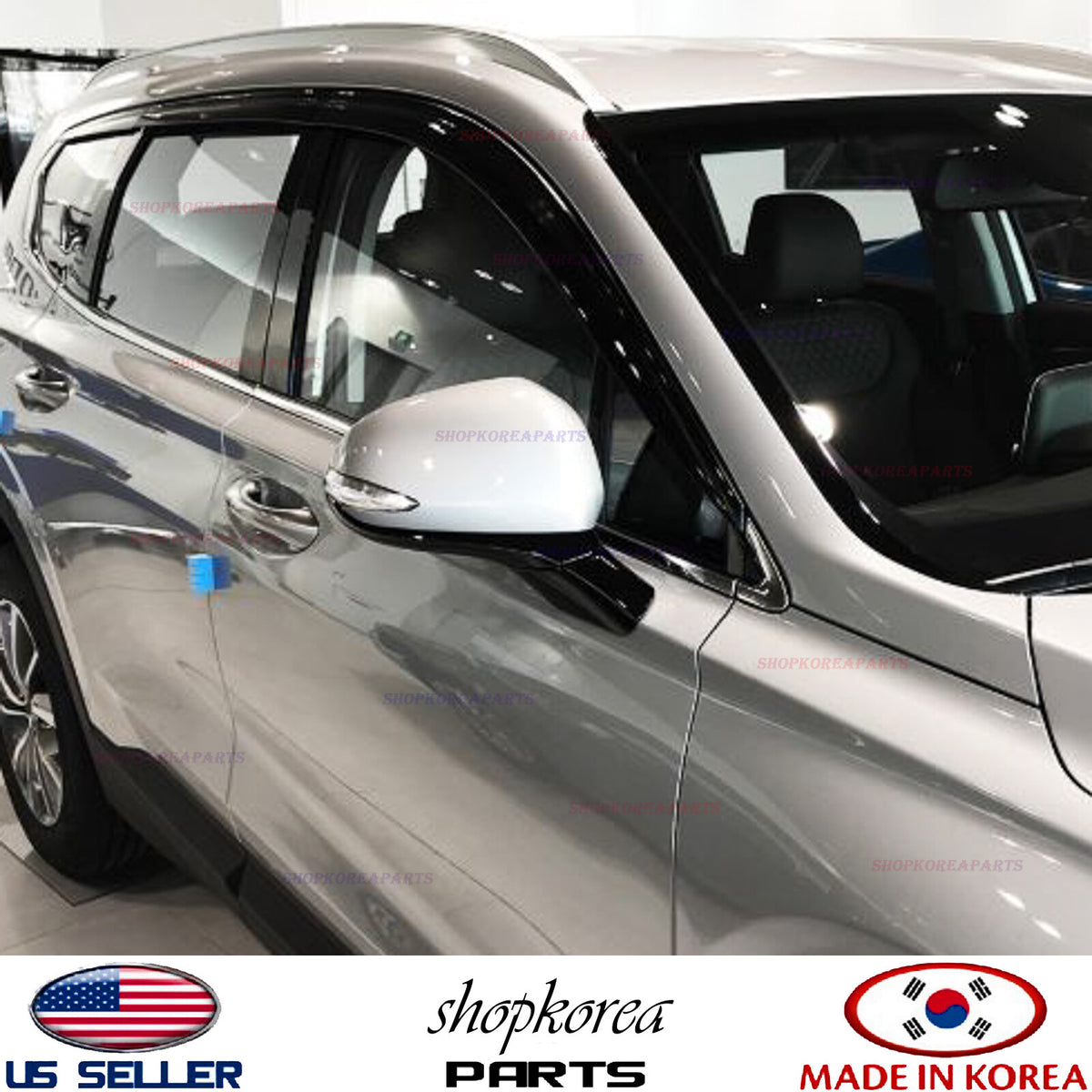 3M Tape SMOKE DOOR VISOR WINDOW VENT DEFLECTOR fits SANTA FE 2019-2023⭐6pcs⭐