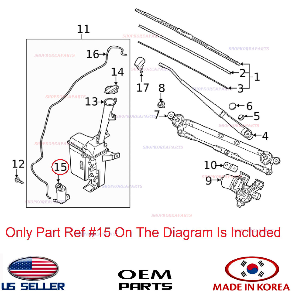 GENUINE OEM Windshield Washer Pump Motor Hyundai Kia *See Compatibility